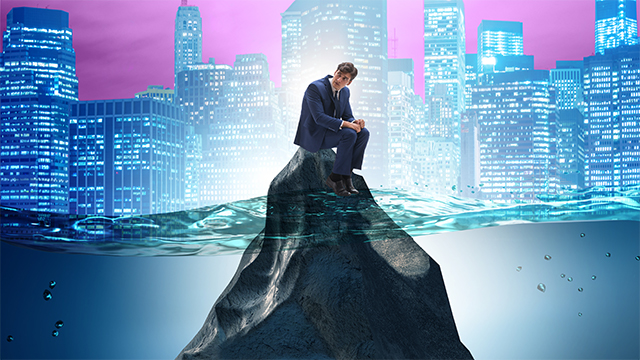 aggregator finance worker sitting on iceberg